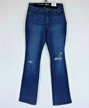 NWT Style & Co Distressed Denim Boot Cut Curvy Fade Jeans Women's Size 2